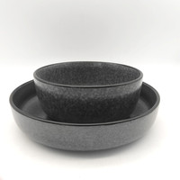Vaisselle en céramique populaire en Europe : Service de table de luxe noir mat émaillé pour hôtels, vente en gros