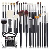 Kuas Makeup 10/15/20/33 Kuas Eyeshadow Bulu Binatang Premium Mewah Hitam Kuas Makeup Logo Kustom Profesional