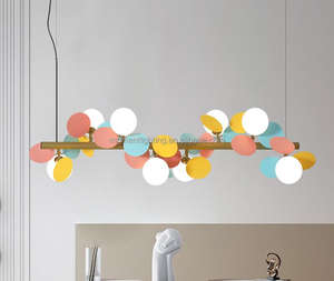 Lustre de salle à manger nordique créatif personnalisable <span class=keywords><strong>Matisse</strong></span>, longues feuilles en acrylique, boule de verre, lustre moderne pour table à manger - Product Image 2