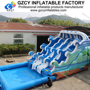 Gran oferta, tobogán acuático temático de <span class=keywords><strong>playa</strong></span>, tobogán acuático inflable comercial con <span class=keywords><strong>piscina</strong></span>, tobogán acuático inflable - Product Image 3