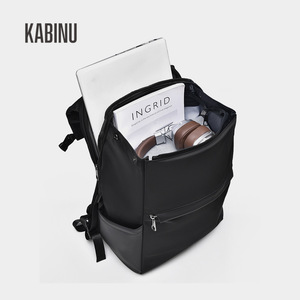 Mochila KABINU, bolso para portátil de 16 pulgadas, impermeable, para viajes de negocios, para hombres y mujeres, diseño sencillo, color negro - Product Image 4