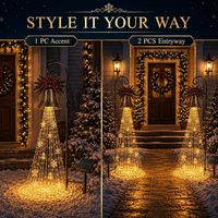 Lampu Taman Tenaga Surya Bentuk Lonceng Natal Warna Putih Hangat, Lampu Taman Bertingkat untuk Halaman Depan, Jalan Setapak, dan Liburan