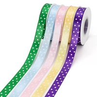 Pita Satin Polkadot Putih 1,5cm 20 Yard Per Gulung Pita Dot untuk Pembungkus Kado Dekorasi Pesta Pernikahan Kerajinan Tangan