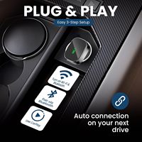 Adaptateur CarPlay sans fil, adaptateur 2-en-1 CarPlay et Android Auto, design compact et discret