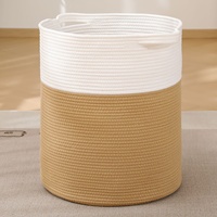 Panier de rangement domestique transfrontalier, panier à linge portable, seau de rangement pour jouets en corde de coton tressée avec poignées, organisateur de bureau