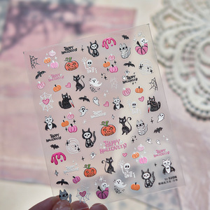 Autocollants pour ongles en papier imperméables pour <span class=keywords><strong>Halloween</strong></span>, motifs fantômes, citrouilles, chauves-souris, chats, crânes 3D, autocollants adhésifs, <span class=keywords><strong>manucure</strong></span> DIY - Product Image 2