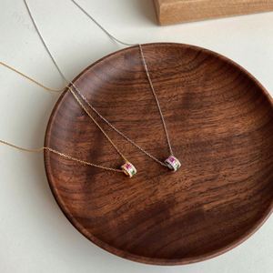 Dylam Trendy in Stock 18K Gold Plated <b>Post</b> Diamond <b>Round</b> Solitaire Pendant Halo Necklace 5A CZ Zirconia Necklace for Women - Product Image 6