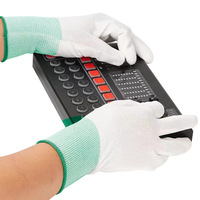 Guantes con Palma y Dedos Recubiertos de PU, Antideslizantes, Antiestáticos, Transpirables, con Puño de Punto, para Trabajo en Fábrica Electrónica