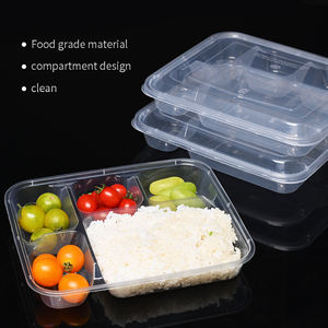 Boîte à lunch bento en plastique PP à 5 compartiments avec couvercle pour la préparation des repas à emporter au restaurant - Product Image 1