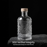 Bouteille diffuseur d'arômes carrée en verre en forme de yourte mongole 150 ml, transparente, avec bouchon en liège, pour parfum, sérigraphiée, vide, pour la table