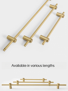 Adjustable Long Handles Pulls T-bar Cabinet Wardrobe Brushed Gold Kitchen Cabinet Handles <strong>Door</strong> Pulls Solid Brass Cabinet Handles - Product Image 4