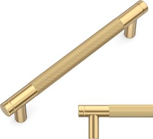 New T Bar Shape Furniture Hardware Supplies Kitchen Gold Cupboard Cabinet <strong>Drawer</strong> Door Cupboard Knurled <strong>Handles</strong> - Product Image 3