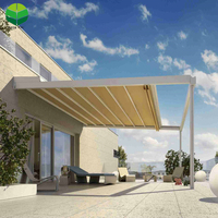 Toldos impermeables motorizados para balcón, Patio, pérgola retráctil, sistema de techo con ventanas de vidrio