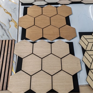Studio d'enregistrement moderne AKU Akustic, panneau acoustique hexagonal irrégulier, <span class=keywords><strong>isolation</strong></span> acoustique, absorption du son, matériau en <span class=keywords><strong>bois</strong></span>, modèle 3D - Product Image 5
