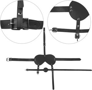 Imbracatura bendata e bavaglio in pelle a sfera con tappo a sfera in Silicone Bondage palla maschera BDSM bocchino giocattoli di ritenuta - Product Image 3