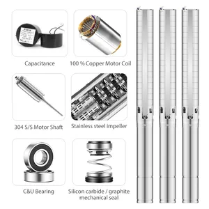 مضخات مياه غاطسة بئر عميقة عالية الجودة 4 m-14T مضخة بئر عميقة 4 Volts spour Volts Volts