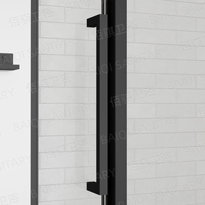 Ensemble complet de salle de bain carrée à cadre noir, <span class=keywords><strong>avec</strong></span> receveur en ABS blanc, cloison en verre, séparation sèche et humide. - Product Image 5