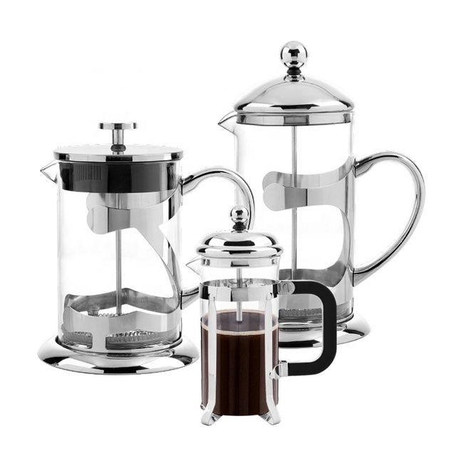 Portable High Borosilicate Glass French Press Teapot Stainless Steel Strainer French Coffee Maker
