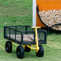 Chariot de jardin robuste en acier grande capacité pour extérieur, chariot à benne basculante pour pelouse et jardin, chariot à benne en maille
