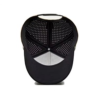 Casquette de baseball pour homme Merlin Manufacturer, imperméable, 5 panneaux, découpe laser, maille perforée, logo PVC personnalisé multicolore, casquette de golf avec cordon