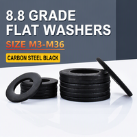 Wholesale M3-M36 8.8 Grade Fastener Washer Black Finish Carbon Steel Flat Washer for Mechanical Hardware Components