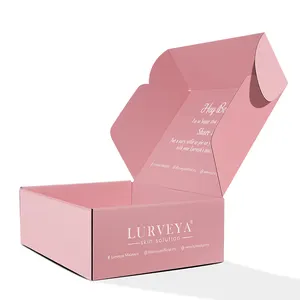 नई आगमन गुलाबी रंग अनुकूलित आकार नालीदार मेलर कागज उपहार बॉक्स