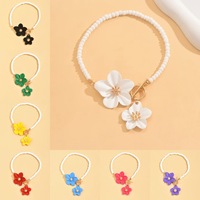 Tobillera de Flor Blanca Elegante y Sencilla, Joyería de Pie Versátil con Flor Grande, Hebilla de Aleación Duradera, Joyería de Moda