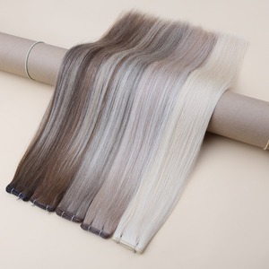 Extensions de <span class=keywords><strong>cheveux</strong></span> 100% naturels blonds 613 pour tissage Genius Weft, invisibles, nouées à la main, <span class=keywords><strong>cheveux</strong></span> vierges russes teints - Product Image 1