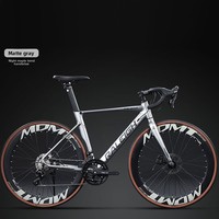 Bicicleta de Carretera de Aleación de Aluminio Lanling, Envío Directo Internacional, Manillar Plano, Bicicleta de Carreras, Freno de Disco Doble, Horquilla de Resorte para Hombres y Mujeres