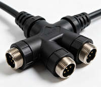 Connecteur en nylon étanche de type T M16, 3+2 broches, 1 entrée 2 sorties, 3 prises femelles IP67 pour câblage aérospatial et de contrôle industriel