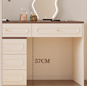 Ensemble intégré de commode et de coiffeuse de style vintage français en crème <span class=keywords><strong>avec</strong></span> tiroirs rétractables personnalisables - Product Image 6