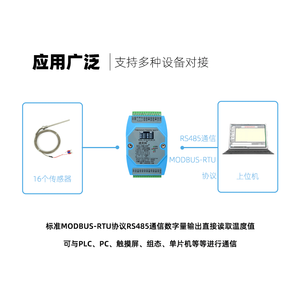 Módulo Transmisor PT100 de 8 Canales RS72 con Entrada de Termopar Tipo K de 16-RTD - Comunicación RS485 Aislada E217 - Product Image 3