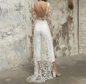 Liu Ming mode élégant Sexy femmes dentelle fête à manches longues <span class=keywords><strong>mariage</strong></span> longues barboteuses combishorts une pièce pantalon salopette - Product Image 4