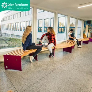 ม้านั่งไม้เนื้อแข็งกลางแจ้งสำหรับพื้นที่ชมวิว เก้าอี้พักผ่อนรูปตัว S อเนกประสงค์ ดีไซน์เรียบง่ายทันสมัย - Product Image 4