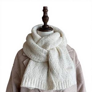 Bufanda de Invierno Estilo Coreano para Mujer, Forrada de Felpa, Mezcla de Lana, Tejido Suave, Calentador de Cuello Largo, Lazos, Transpirable, Antibacteriana, a la Moda - Product Image 1