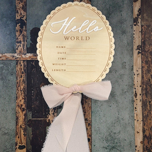 Personnalisé en bois Hello World nouveau-né signe <span class=keywords><strong>de</strong></span> bienvenue Plaques <span class=keywords><strong>de</strong></span> nom <span class=keywords><strong>de</strong></span> <span class=keywords><strong>naissance</strong></span> pour accessoires Photo douche hôpital pépinière - Product Image 6