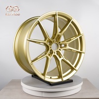 Jantes en alliage forgé sportives à 5 branches, finition or brillant, design épuré à 5 trous, adaptées aux berlines et SUV performants
