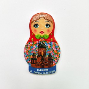 Harbin St Sophia Cathedral Russian Nesting Doll Resin Fridge Magnet Tourist Souvenir Mixed Color Irregular Shape - Product Image 1