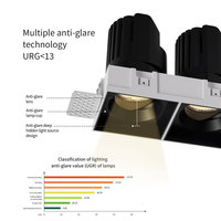Plafonniers LED Orientables en Aluminium COB, Spots Carrés Jumeaux Anti-Éblouissement pour Maison et Bureau