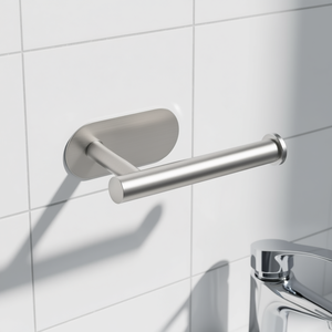 Portarotolo per carta igienica moderno in acciaio inossidabile, autoadesivo, antiruggine, design ovale, per bagno - Product Image 2