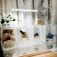 ZMaker nouveau bureau acrylique réservoir de poissons Betta Aquarium réservoir de poissons incubateur boîte d'isolation petit réservoir d'aquarium écologique