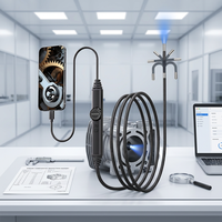 Endoscope articulé flexible pour espaces étroits, caméra boroscope industrielle, câble semi-rigide de 2 mètres, conception IP67, 20MP