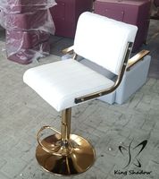Tabouret réglable pour technicien de salon de coiffure Chaise de bar en cuir avec dossier Base en acier inoxydable pour bar ou salon de coiffure