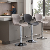 Tabouret de bar pivotant noir réglable de haute qualité Runwood Factory, revêtement en PU, hauteur de comptoir, pour cuisine, restaurant, bar