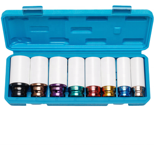 8 pièces 1/2 pouces douille d'impact pour mécanique desserrer les écrous <span class=keywords><strong>de</strong></span> roue métrique douille d'impact ensemble d'outils - Product Image 1