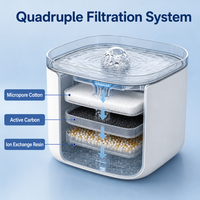 Fontaine à eau intelligente ovale en PP pour animaux de compagnie avec filtration automatique, circulation d'eau fraîche, protection contre l'ébullition à sec, capacité de 3L pour chiens et chats