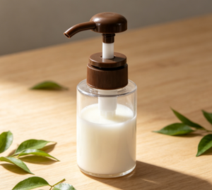 Bomba dosificadora de loción de plástico de 4cc con rosca 33/410, tapa acanalada marrón para loción corporal natural, jabón de manos, botella PET, impresión personalizada - Product Image 3