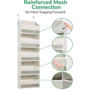 <b>Over</b> <b>Door</b> Organizer 15 Pockets Beige Hanging Storage For Cosmetics And Clothing With Mesh Side Pockets <b>Hook</b> Type Installation - Product Image 5