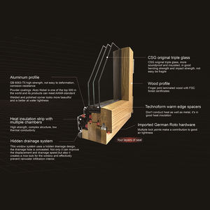 Penjoy <span class=keywords><strong>Bois</strong></span> revêtu d'aluminium Fenêtres à triple vitrage personnalisées Fenêtres pour <span class=keywords><strong>maison</strong></span> <span class=keywords><strong>passive</strong></span> - Product Image 3