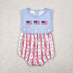 RTS ชุดรอมเปอร์ลายธงโบว์น่ารักสำหรับเด็กผู้หญิง 4th of July - Product Image 5